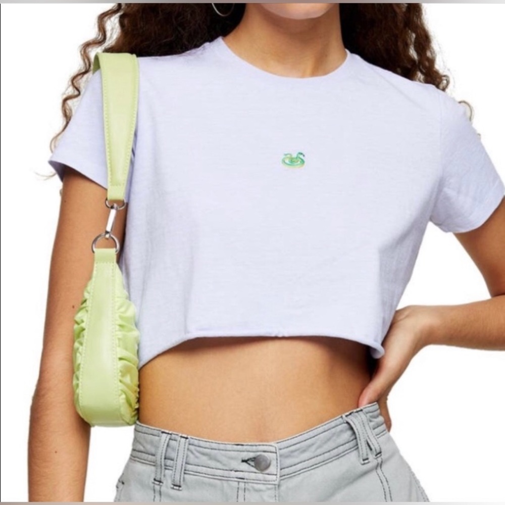 TOPSHOP Snake Graphic Crew Neck Crop Top
